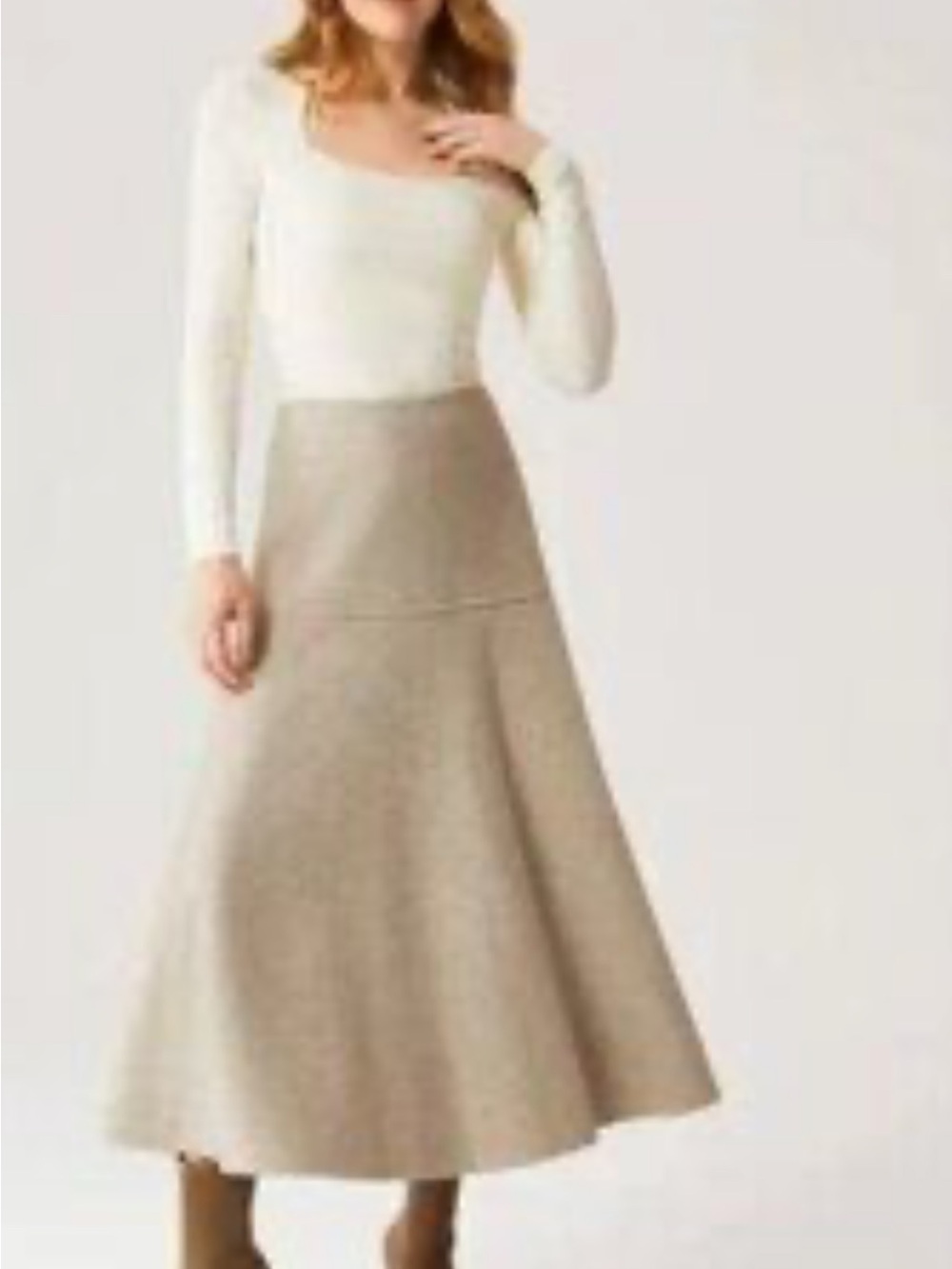 OGL Sz small Women’s A-line Flared Skirt in Taupe NWT